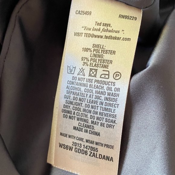 Ted Baker Gray Bir Print Dress Size 0 US size 2 - Picture 7 of 8